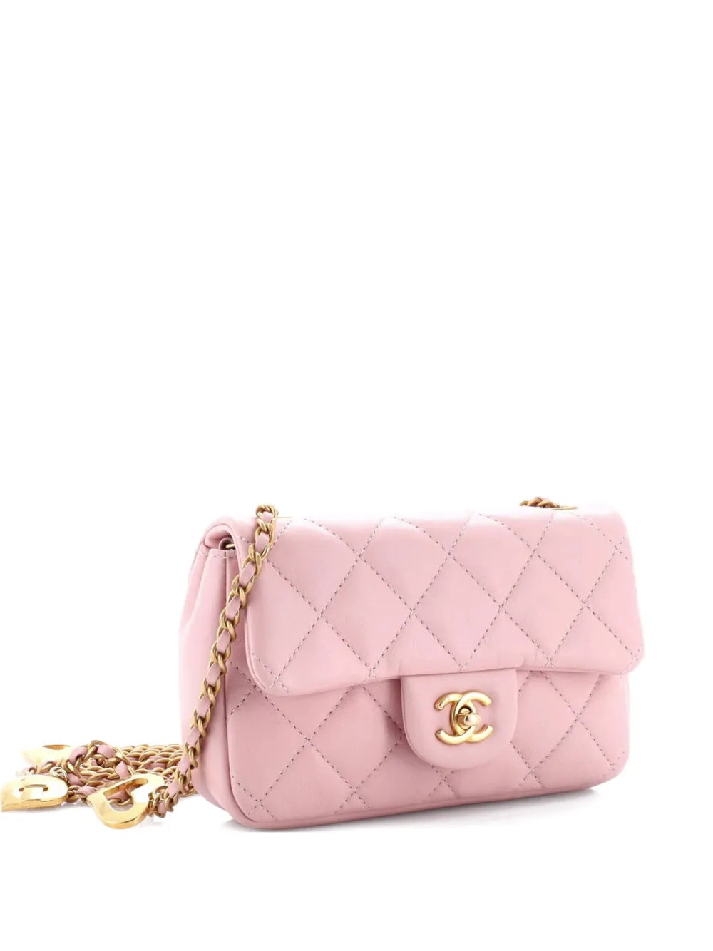 Chanel Pre Owned Sweet Heart Chain Flap Bag Quilted Lambskin Mini Shoulder Bag — Same as shown — Size One Size — Front View
