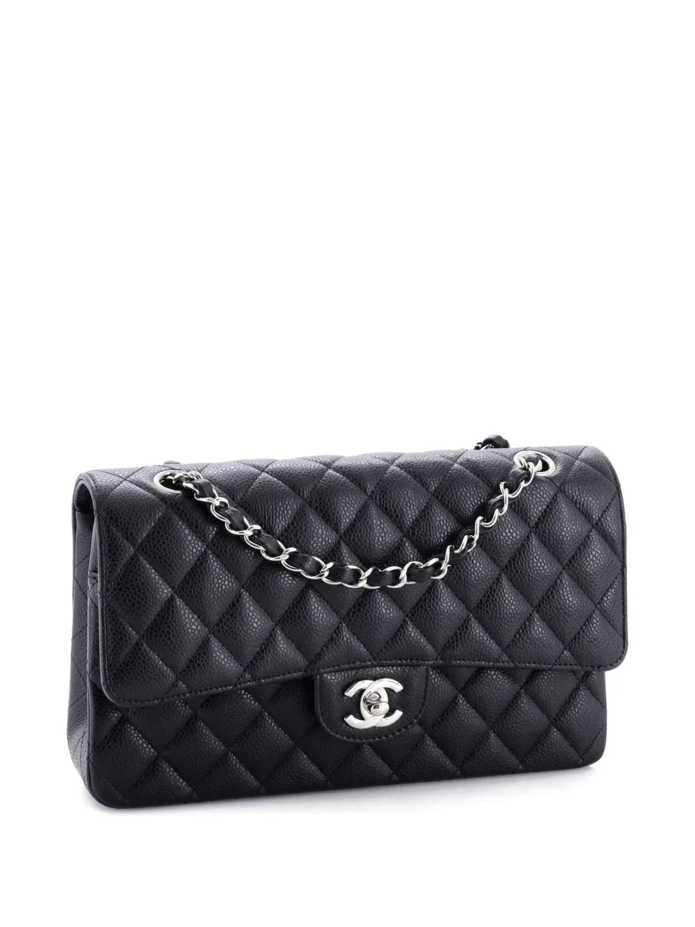 Chanel Pre Owned Classic Double Flap Bag Quilted Caviar Medium Shoulder Bag — Same as shown — Size One Size — Back View