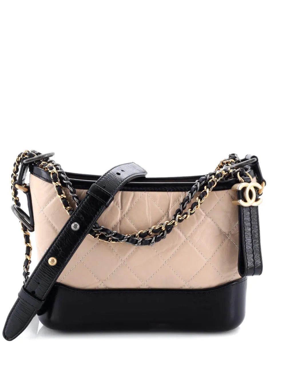 Chanel Pre Owned Bicolor Gabrielle Quilted Aged Calfskin Small Hobo Bag — Same as shown — Size One Size — Front View