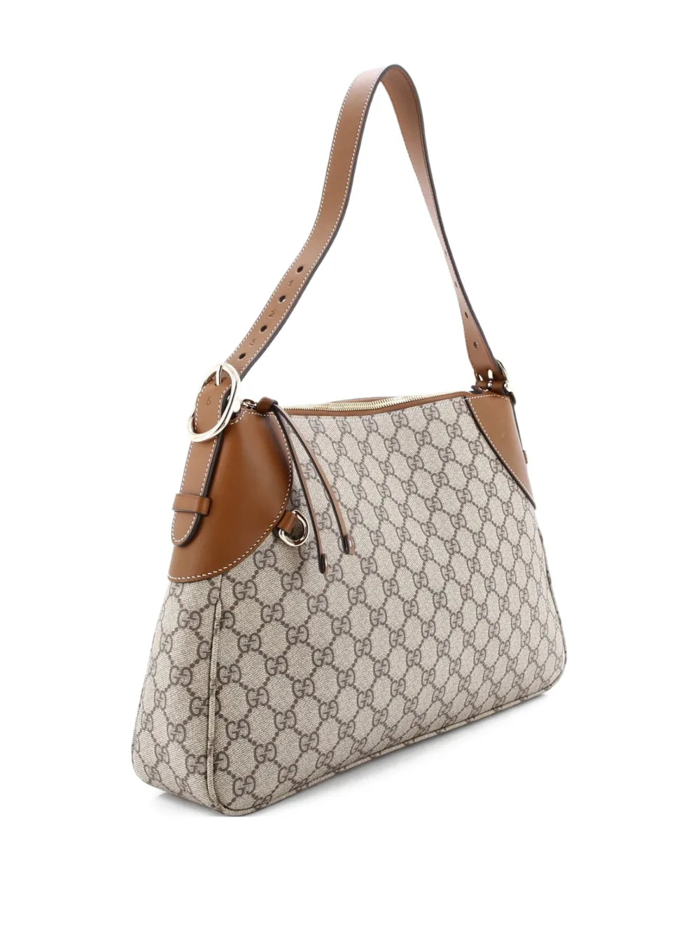 Gucci Pre Owned Emblem Gg Coated Canvas With Leather Large Shoulder Bag — Same as shown — Size One Size — Side View