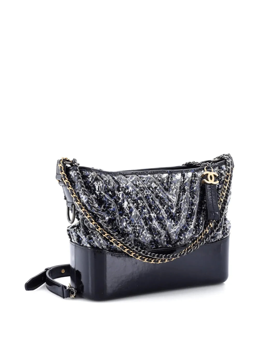 Chanel Pre Owned Gabrielle Chevron Pvc Over Tweed Medium Hobo Bag — Same as shown — Size One Size — Side View