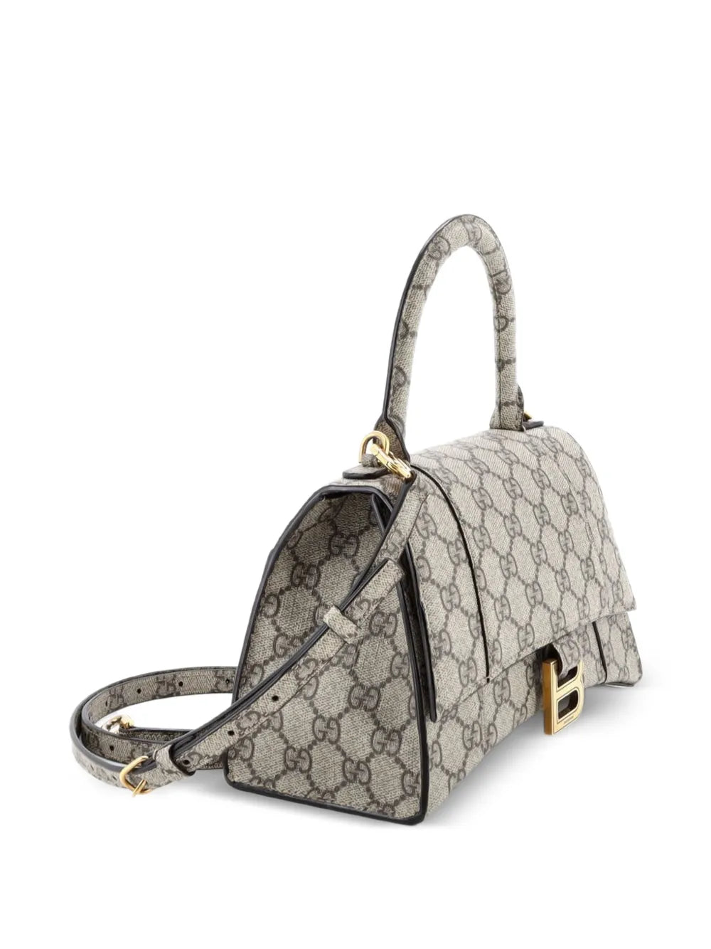 Gucci Pre Owned X Balenciaga The Hacker Project Hourglass Top Handle Bag Gg Coated Canvas Small Shoulder Bag — Same as shown — Size One Size — Back View
