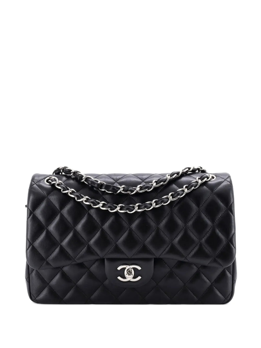 Chanel Pre Owned Classic Double Flap Bag Quilted Lambskin Jumbo Shoulder Bag — Same as shown — Size One Size — Front View