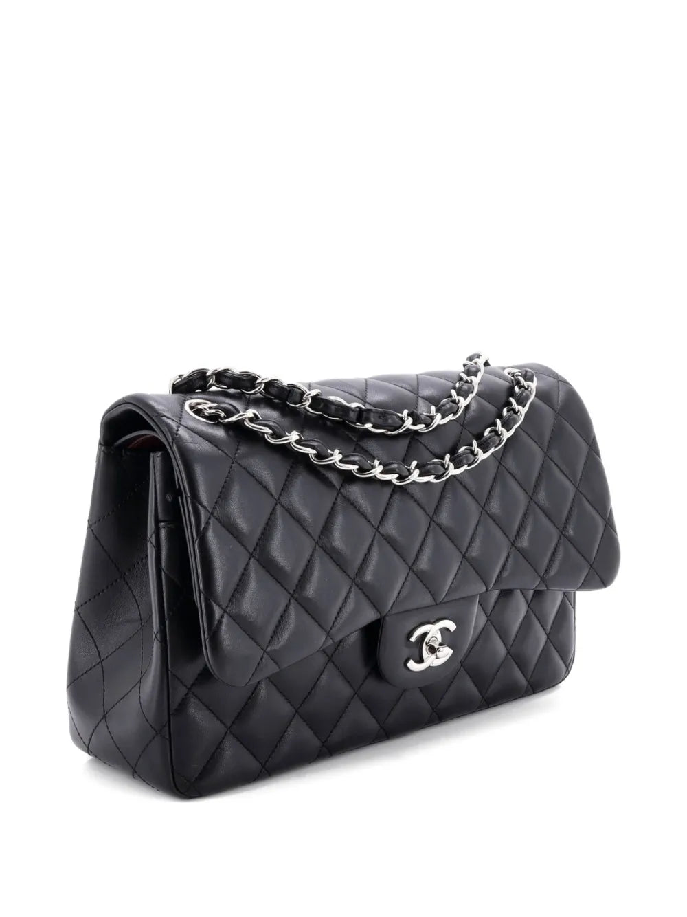 Chanel Pre Owned Classic Double Flap Bag Quilted Lambskin Jumbo Shoulder Bag — Same as shown — Size One Size — Back View