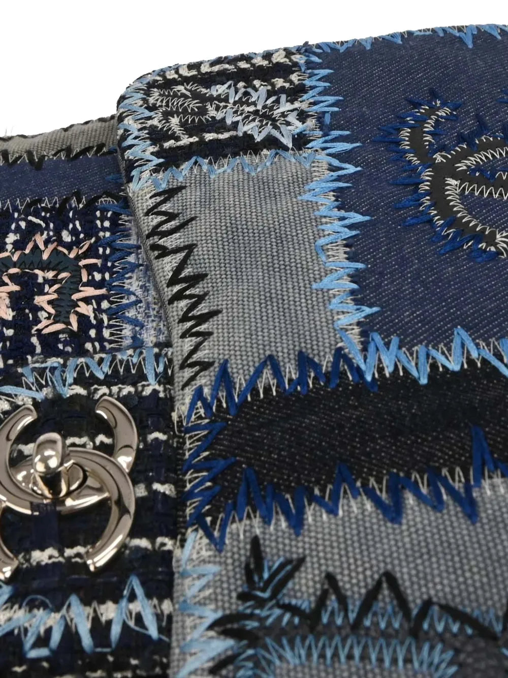 Chanel Pre Owned 2014 2015 Tweed Patchwork Flap Shoulder Bag — Same as shown — Size One Size — Detail View