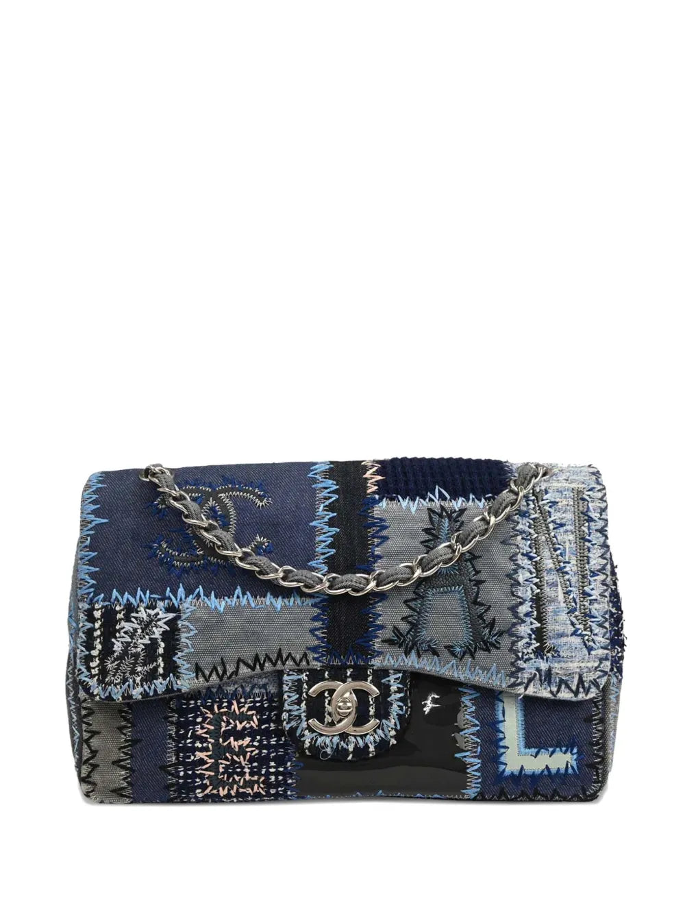 Chanel Pre Owned 2014 2015 Tweed Patchwork Flap Shoulder Bag — Same as shown — Size One Size — Front View