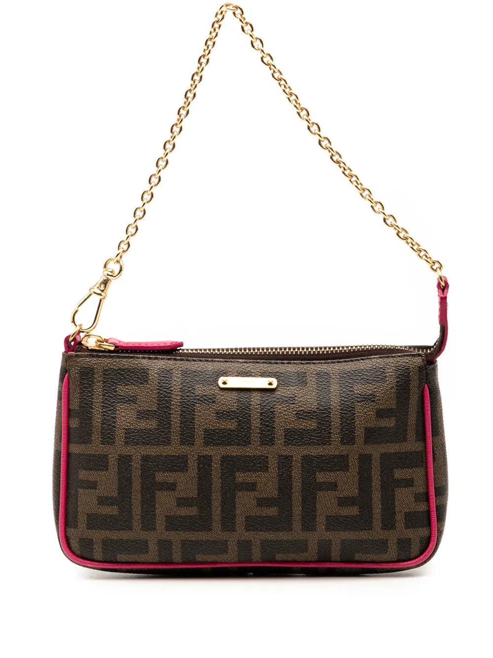 Fendi Pre Owned 2010 2025 Zucca Spalmati Chain Pochette Shoulder Bag — Same as shown — Size One Size — Front View