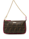 Fendi Pre Owned 2010 2025 Zucca Spalmati Chain Pochette Shoulder Bag — Same as shown — Size One Size — Front View