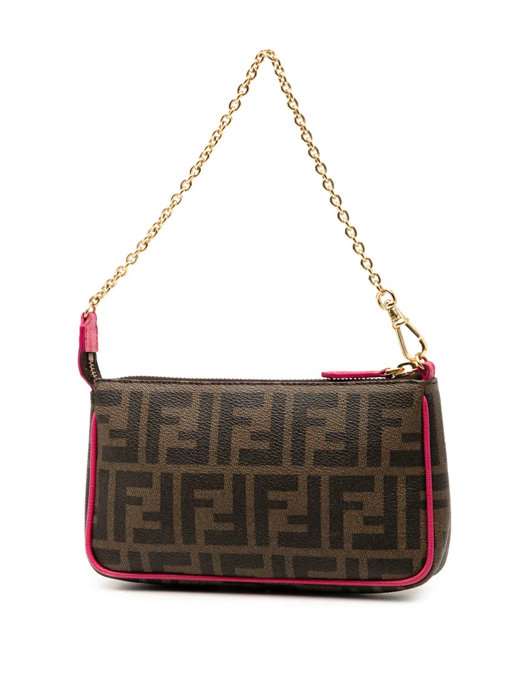 Fendi Pre Owned 2010 2025 Zucca Spalmati Chain Pochette Shoulder Bag — Same as shown — Size One Size — Back View