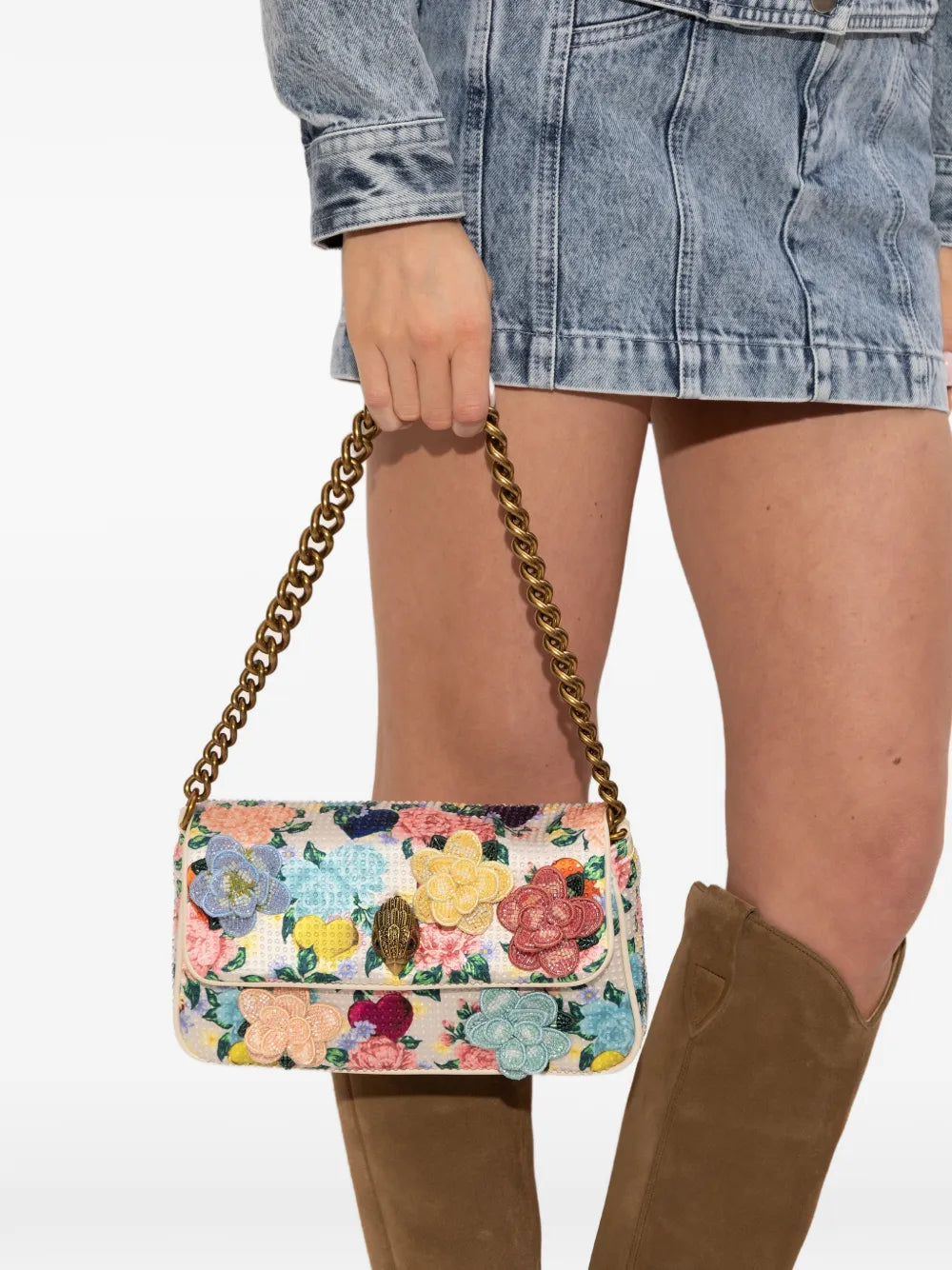 Kurt Geiger London Small Kensington Floral Applique Shoulder Bag — Same as shown — Size One Size — Side View