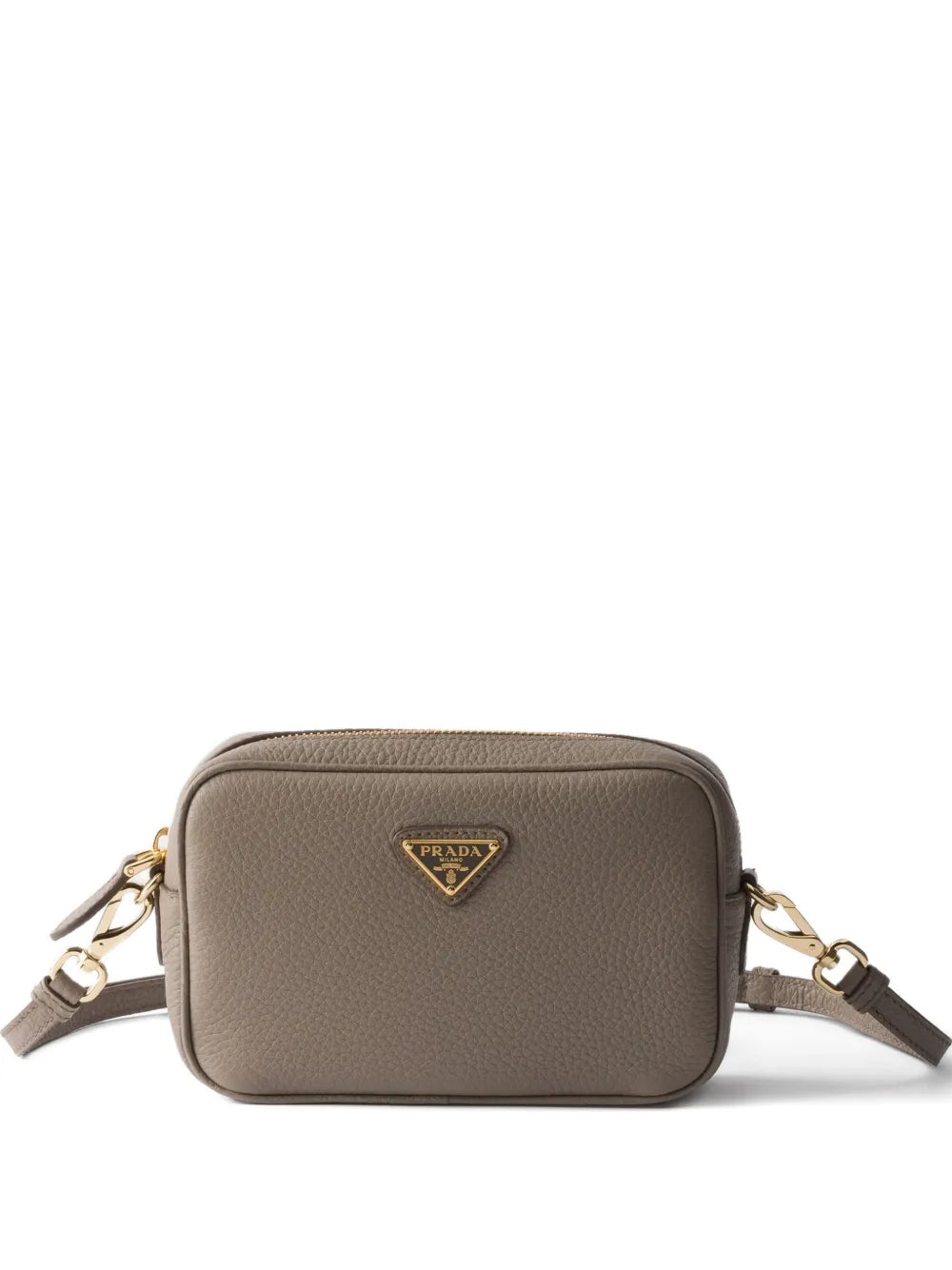 Prada Mini Zip Triangle Logo Leather Shoulder Bag — Same as shown — Size One Size — Front View