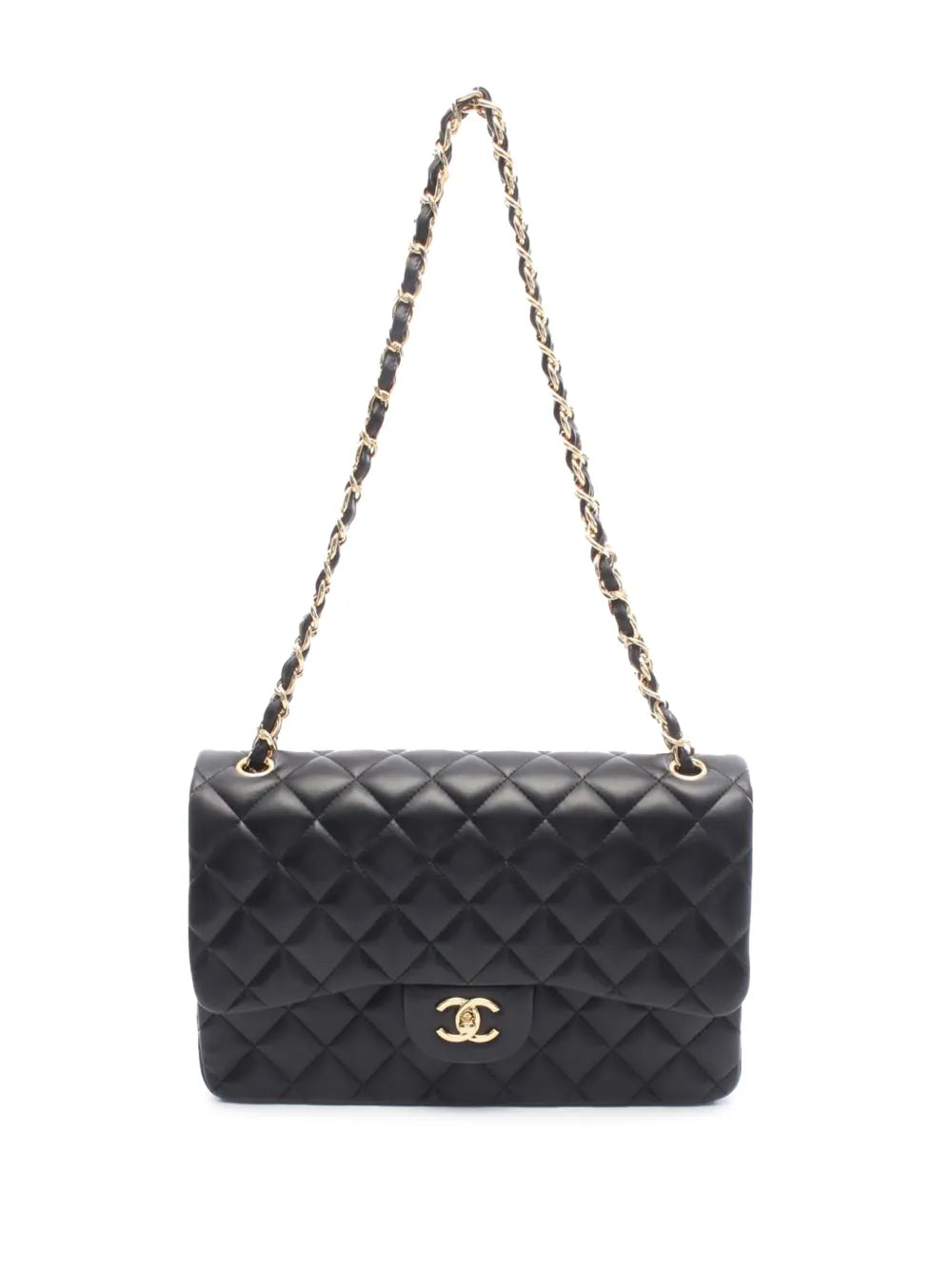 Chanel Pre Owned 2016 2017 Jumbo Classic Lambskin Double Flap Shoulder Bag — Same as shown — Size One Size — Front View