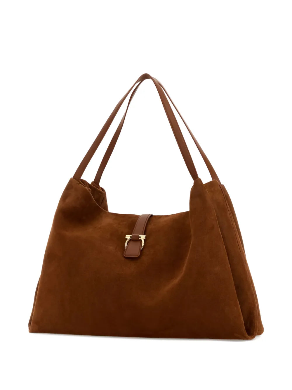 Ferragamo Gancini Detail Suede Shoulder Bag — Same as shown — Size One Size — Back View
