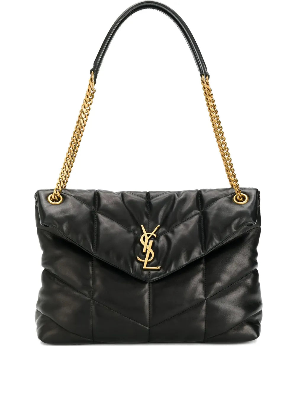 Saint Laurent Loulou Chevron Pattern Shoulder Bag — Same as shown — Size One Size — Front View