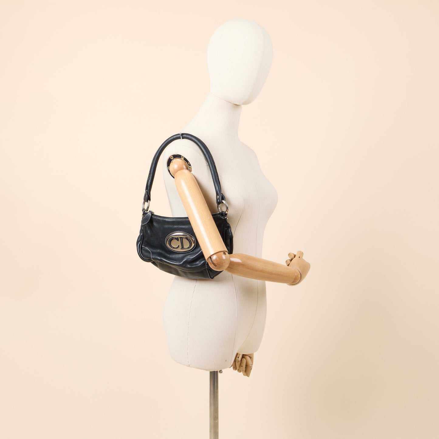 Christian Dior Shoulder Bag in Black, Leather — Back View