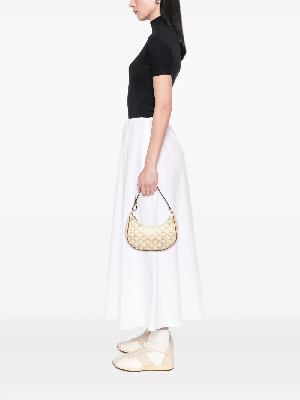 Celine Pre Owned 2021 Triomphe Coated Canvas Ava Shoulder Bag — Same as shown — Size One Size — Side View