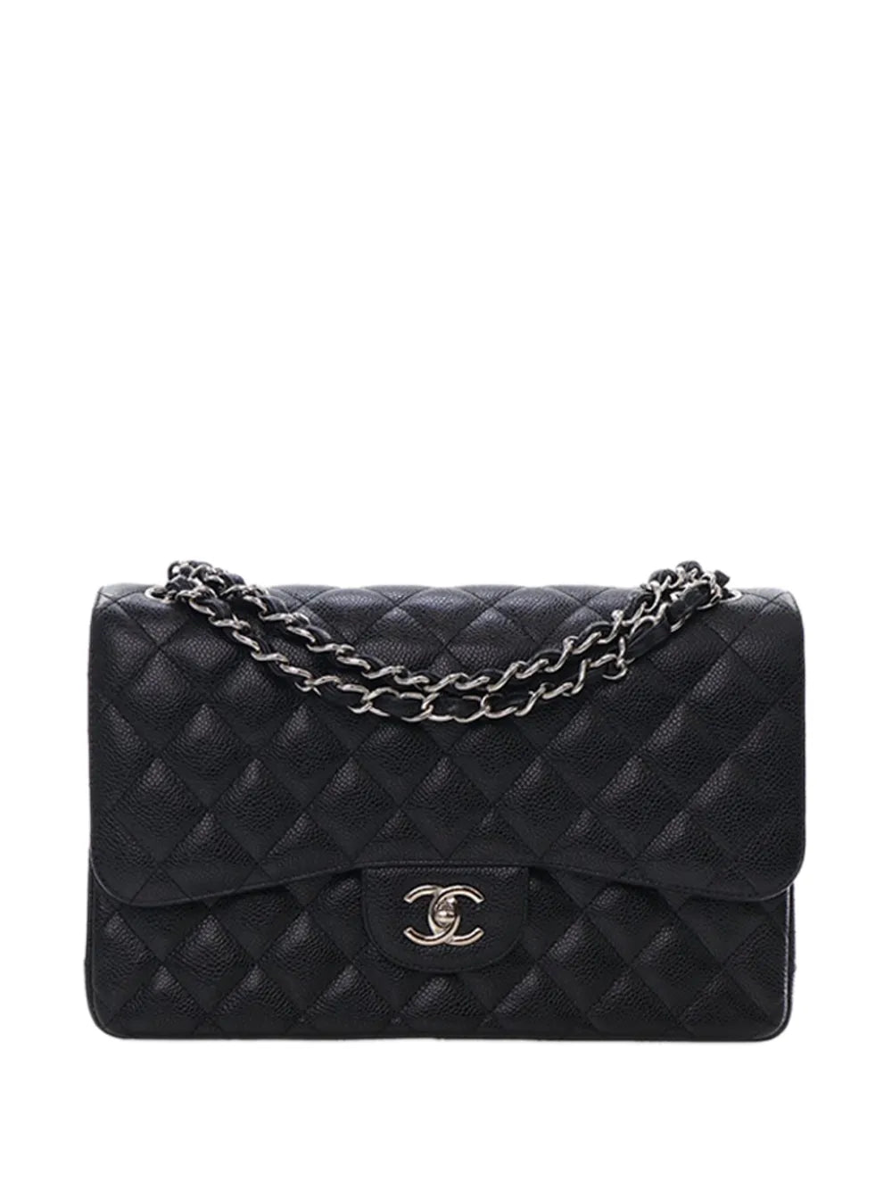 Chanel Pre Owned 2016 2017 Jumbo Classic Caviar Double Flap Shoulder Bag — Same as shown — Size One Size — Front View
