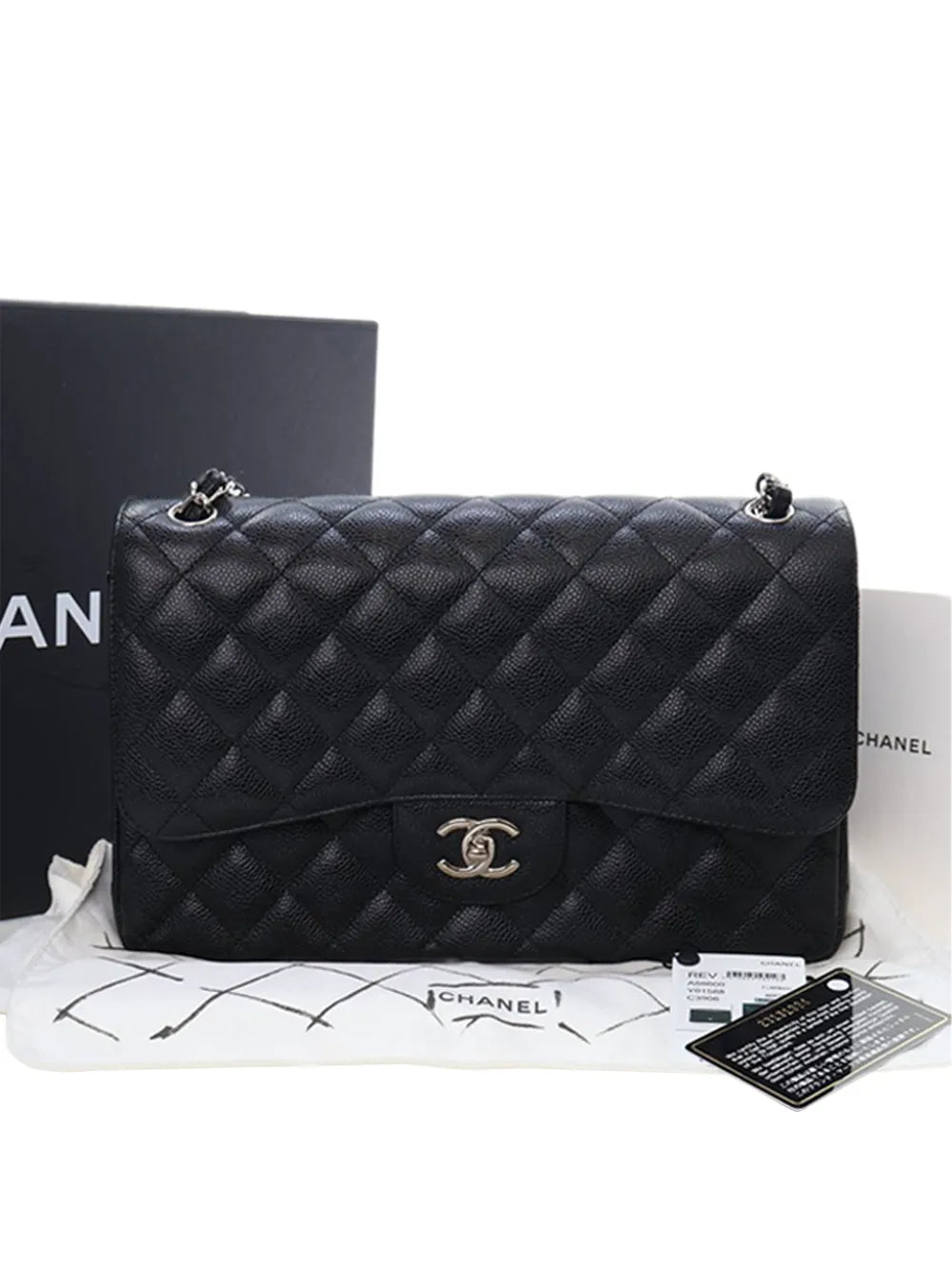 Chanel Pre Owned 2016 2017 Jumbo Classic Caviar Double Flap Shoulder Bag — Same as shown — Size One Size — Side View