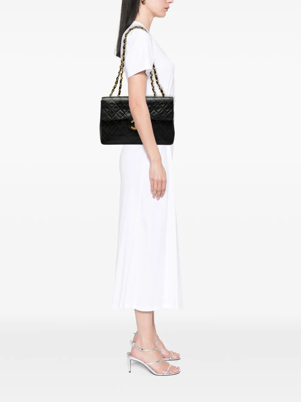 Chanel Pre Owned 1994 1996 Maxi Xl Classic Lambskin Single Flap Shoulder Bag — Same as shown — Size One Size — Side View