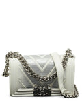 Chanel Pre Owned 2016 2017 Boy Channel Chevron Stitching Leather Shoulder Bag — Same as shown — Size One Size — Front View