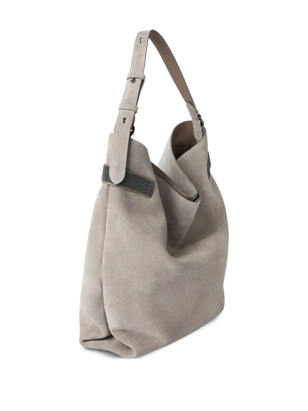Brunello Cucinelli Monili Detail Suede Tote Bag — Same as shown — Size One Size — Top View