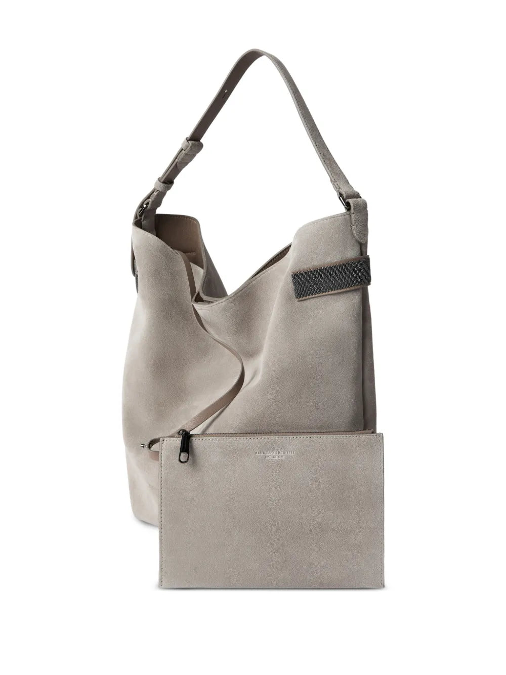 Brunello Cucinelli Monili Detail Suede Tote Bag — Same as shown — Size One Size — Detail View