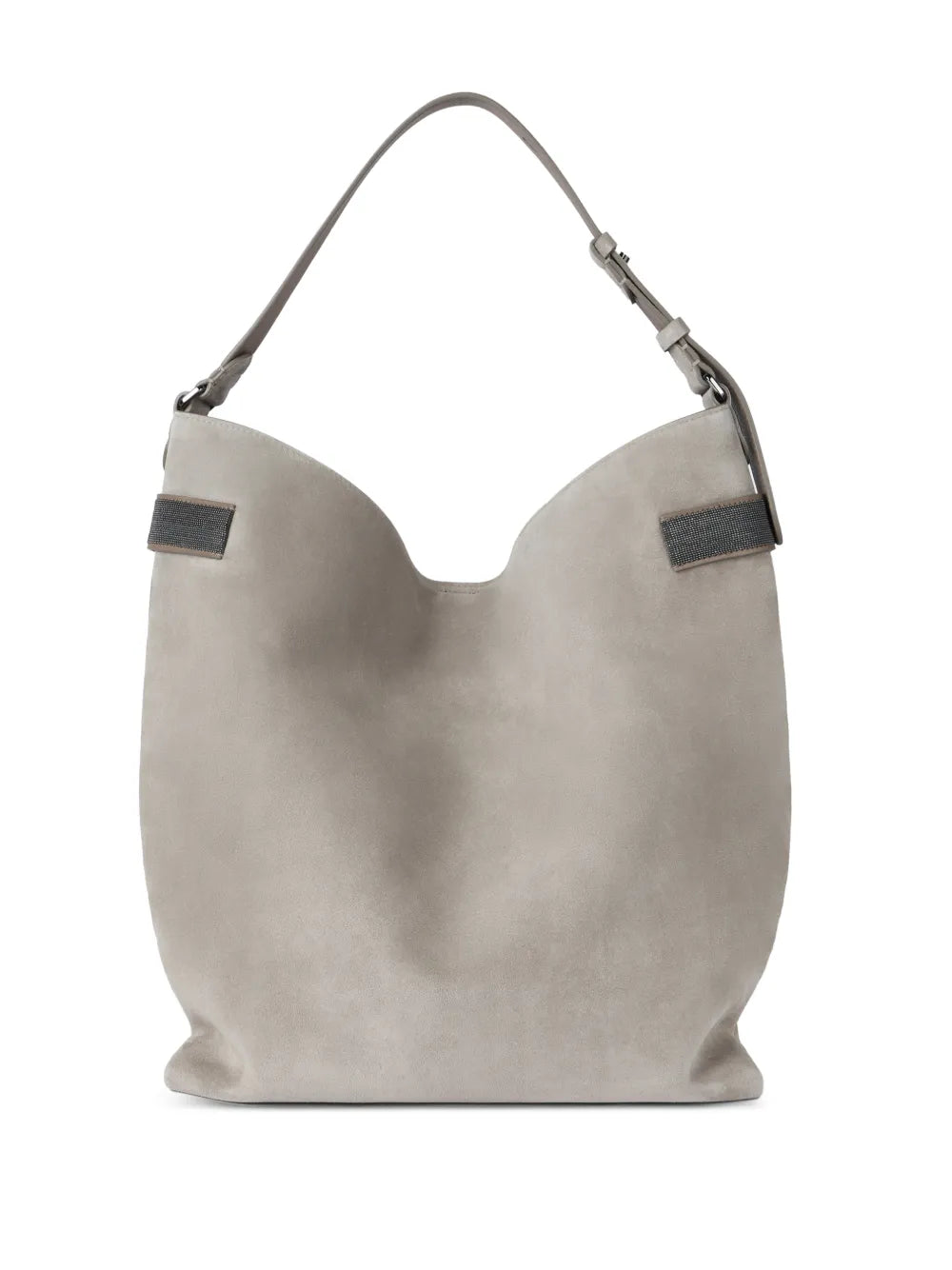 Brunello Cucinelli Monili Detail Suede Tote Bag — Same as shown — Size One Size — Back View