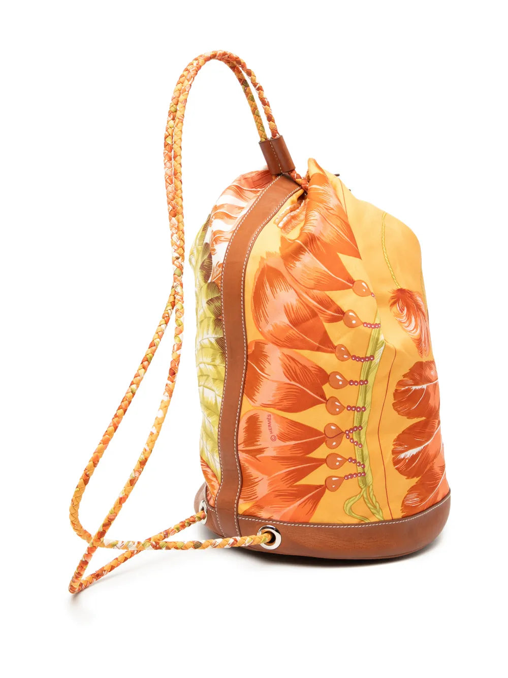 Hermes Pre Owned 2014 Silk Flamingo Party Sac Soie Cool 22 Bucket Bag — Same as shown — Size One Size — Back View