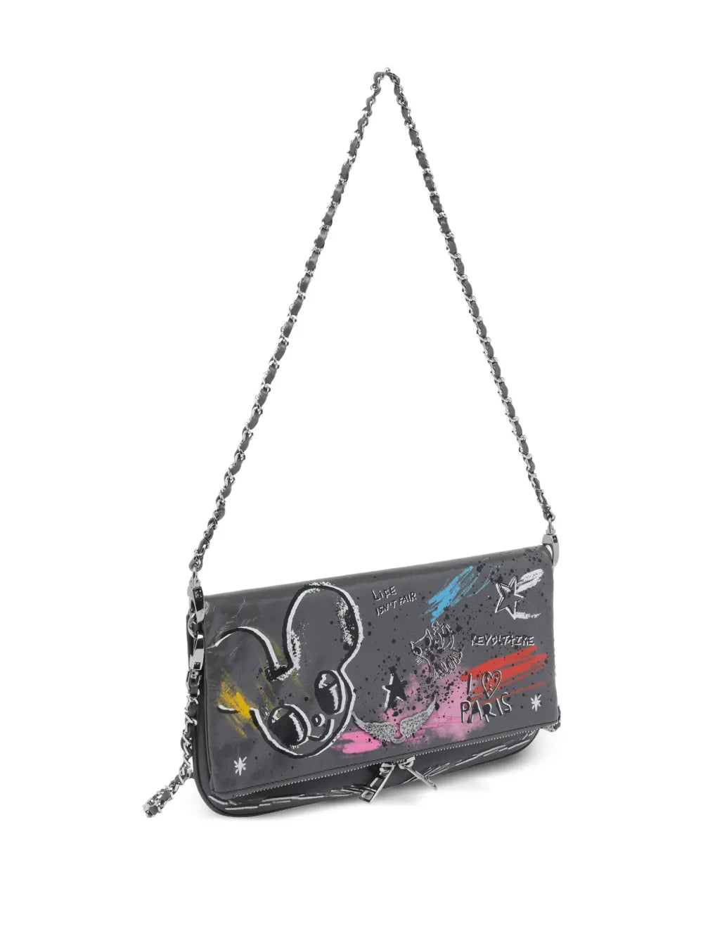 Zadigvoltaire X Humberto Cruz Rock Humberto Graffiti Shoulder Bag — Same as shown — Size One Size — Top View
