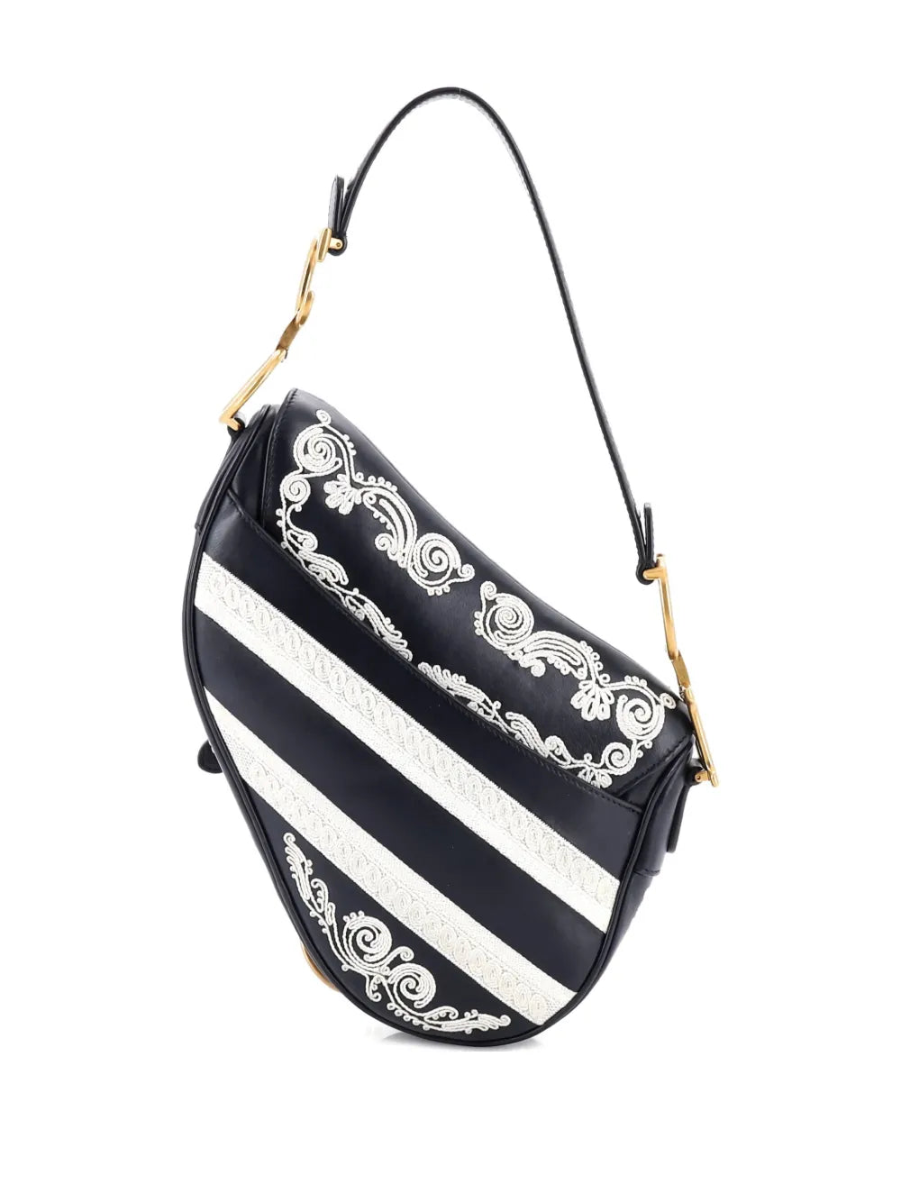 Christian Dior Pre Owned Saddle Handbag Embroidered Calfskin Medium Shoulder Bag — Same as shown — Size One Size — Side View