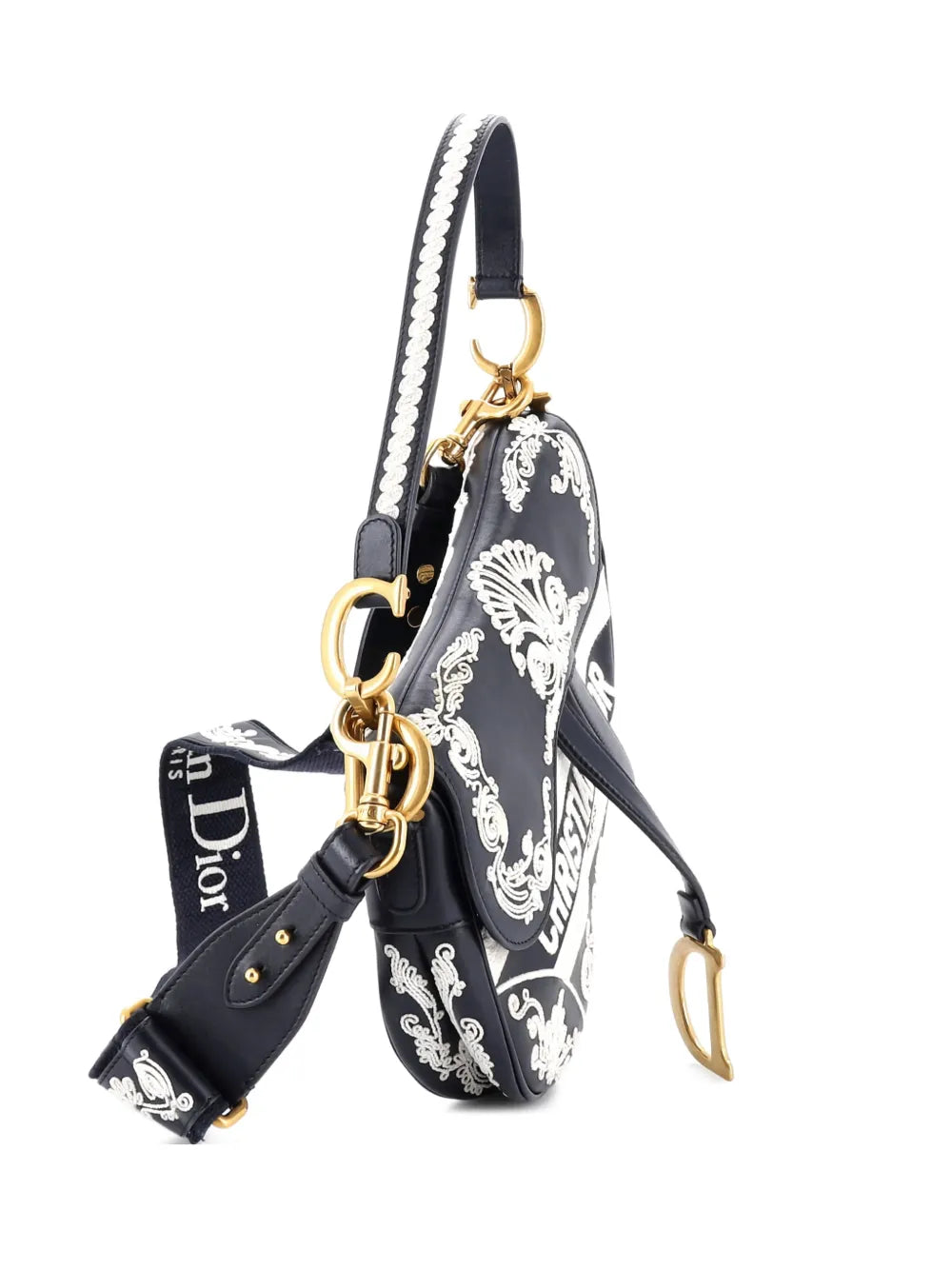 Christian Dior Pre Owned Saddle Handbag Embroidered Calfskin Medium Shoulder Bag — Same as shown — Size One Size — Front View