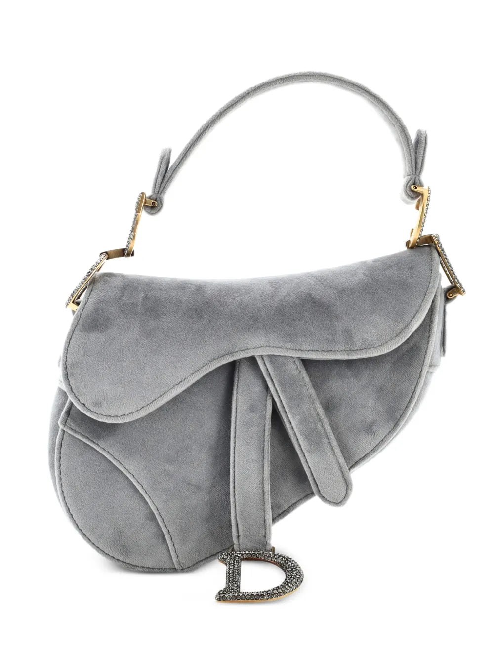 Christian Dior Pre Owned Saddle Handbag Velvet With Crystals Mini Shoulder Bag — Same as shown — Size One Size — Front View