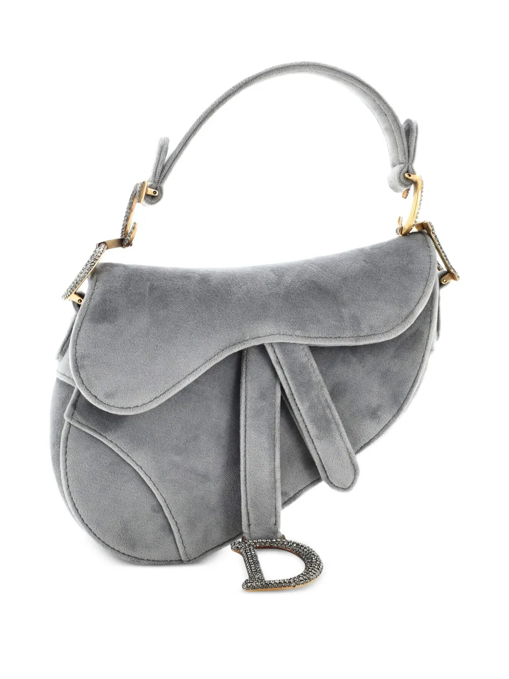 Christian Dior Pre Owned Saddle Handbag Velvet With Crystals Mini Shoulder Bag — Same as shown — Size One Size — Back View