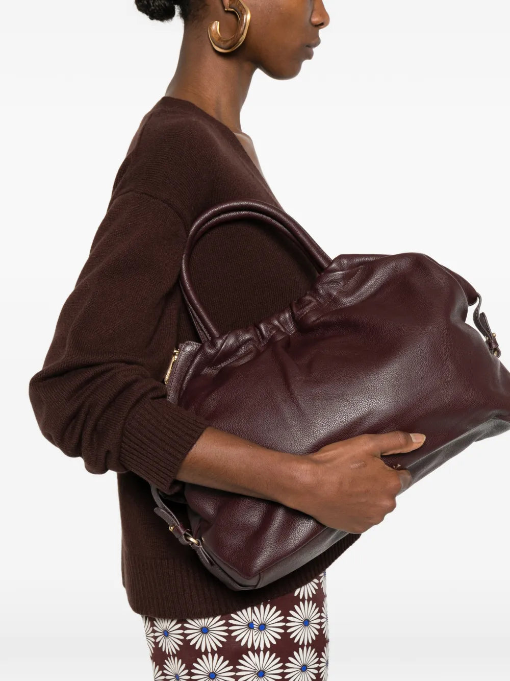 Biasia Ruffle Zip Detail Tote Bag — Same as shown — Size One Size — Side View