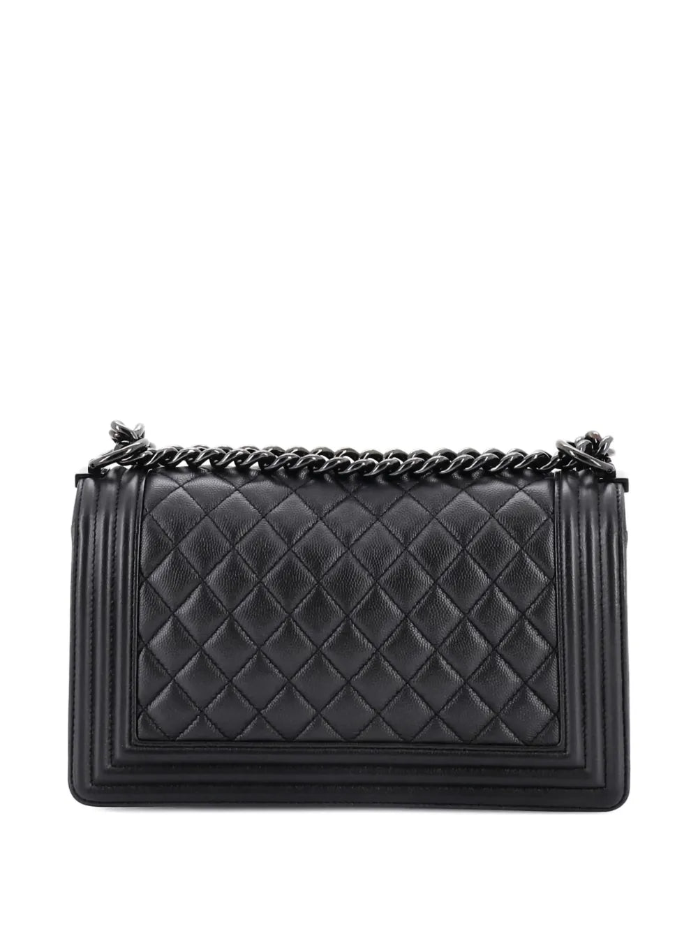 Chanel Pre Owned So Black Boy Flap Bag Quilted Caviar Old Medium Shoulder Bag — Same as shown — Size One Size — Side View