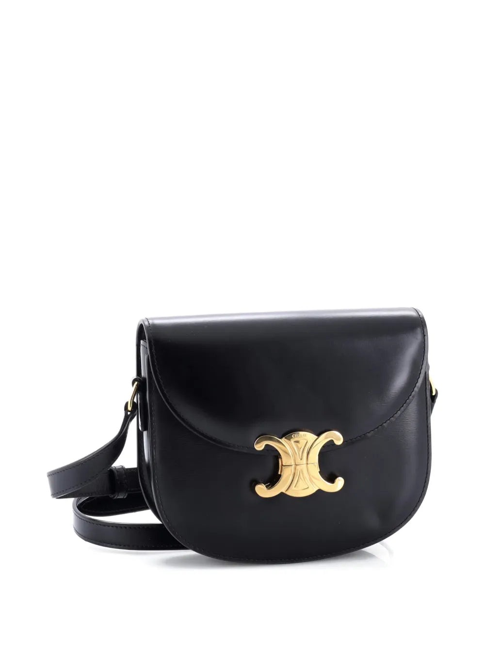 Celine Pre Owned Triomphe Besace Clea Flap Bag Leather Shoulder Bag — Same as shown — Size One Size — Back View