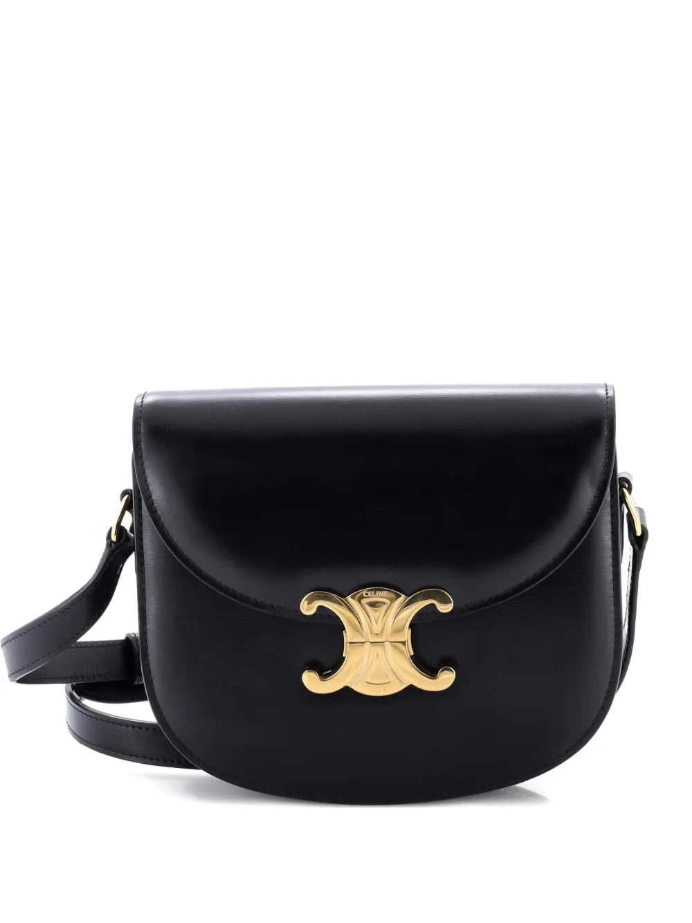 Celine Pre Owned Triomphe Besace Clea Flap Bag Leather Shoulder Bag — Same as shown — Size One Size — Front View