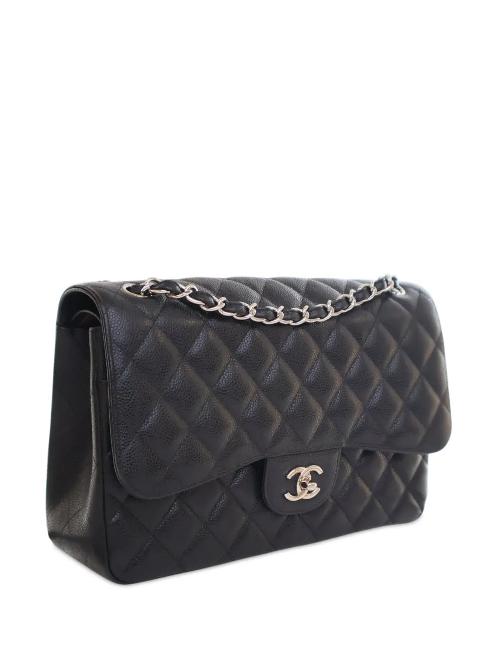 Chanel Pre Owned 2014 Jumbo Classic Caviar Double Flap Shoulder Bag — Same as shown — Size One Size — Back View