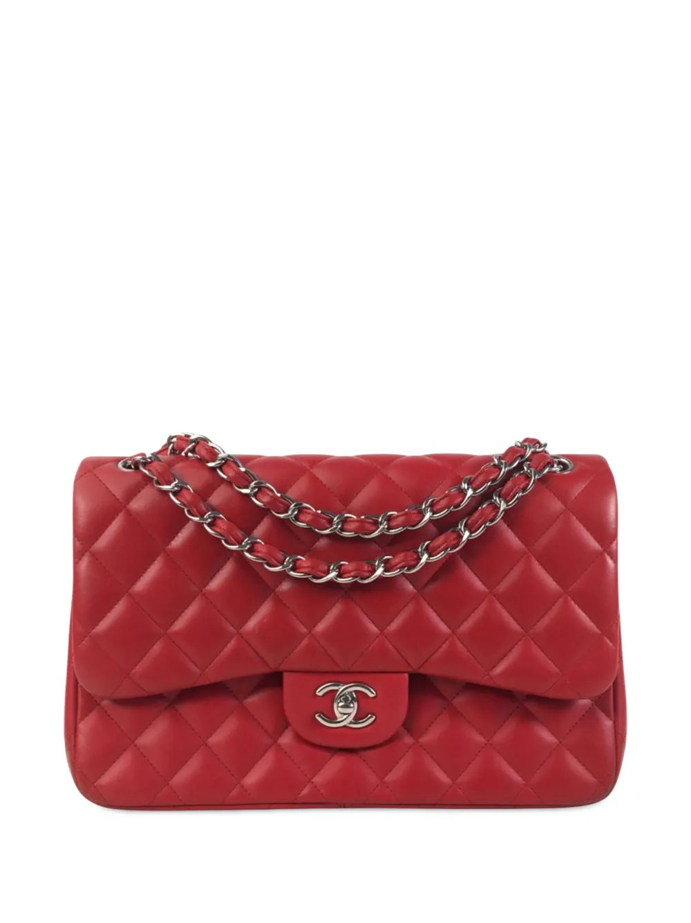 Chanel Pre Owned 2012 2013 Jumbo Classic Lambskin Double Flap Shoulder Bag — Same as shown — Size One Size — Front View