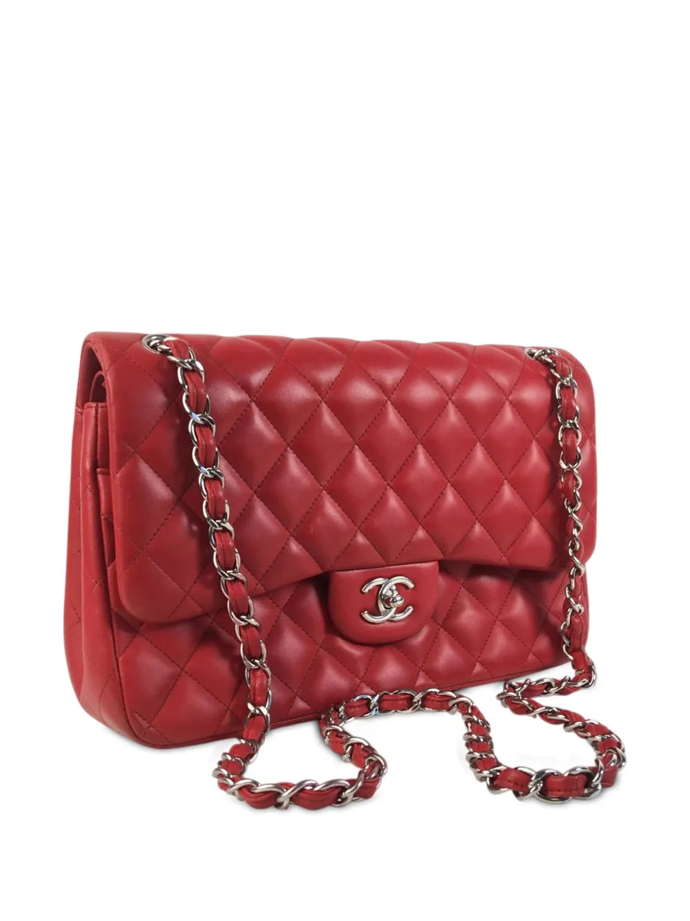 Chanel Pre Owned 2012 2013 Jumbo Classic Lambskin Double Flap Shoulder Bag — Same as shown — Size One Size — Back View