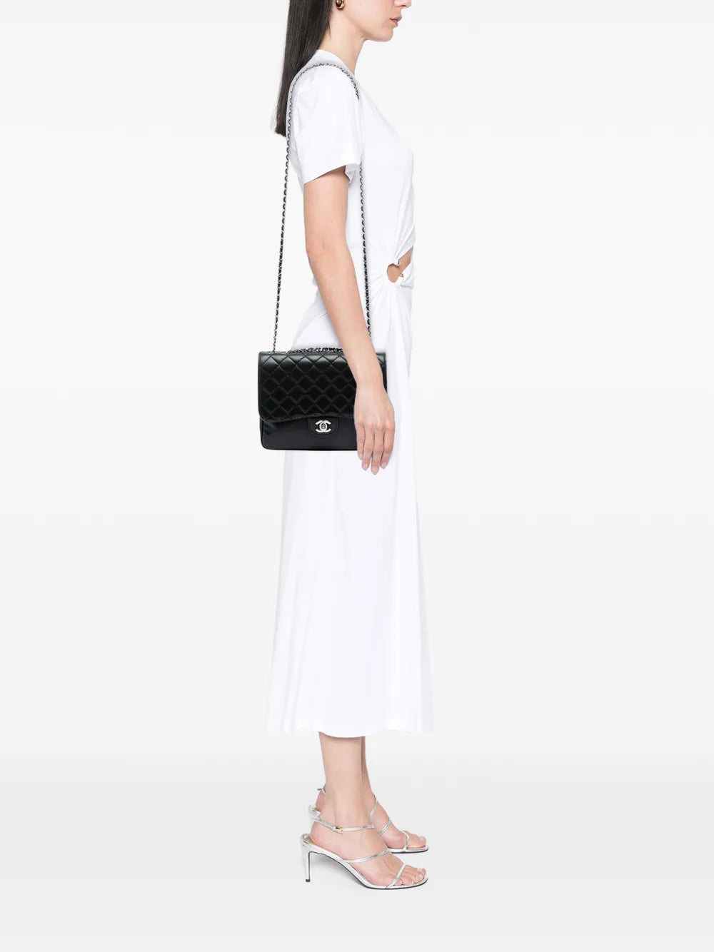 Chanel Pre Owned 2012 Medium Quilted Lambskin Clams Pocket Accordion Flap Shoulder Bag — Same as shown — Size One Size — Side View