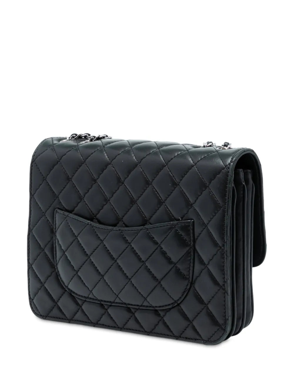 Chanel Pre Owned 2012 Medium Quilted Lambskin Clams Pocket Accordion Flap Shoulder Bag — Same as shown — Size One Size — Back View