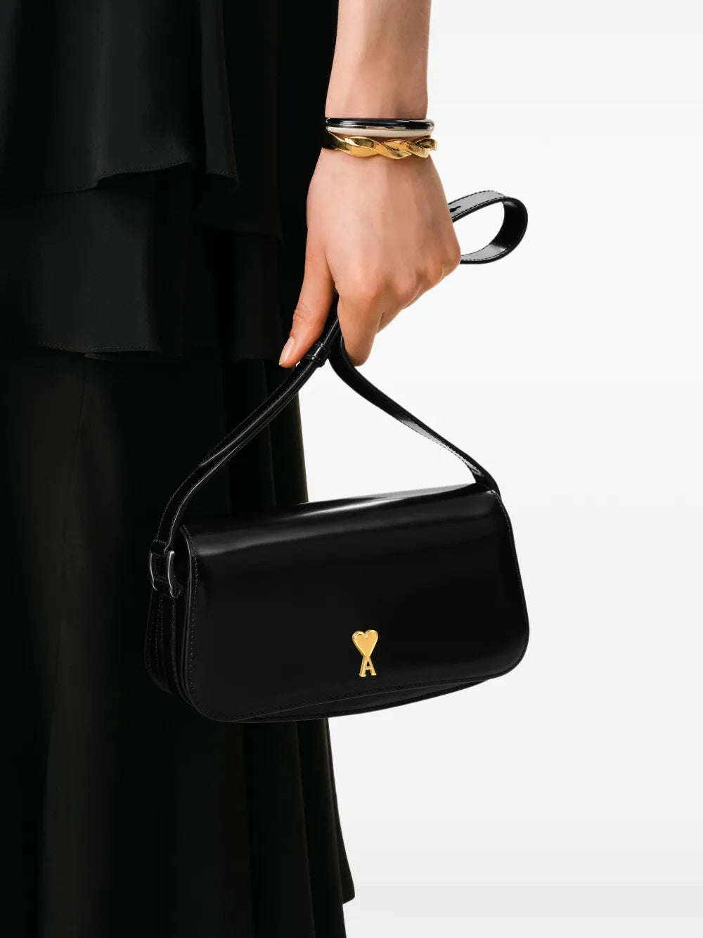 Ami Paris Paris Paris Leather Shoulder Bag — Same as shown — Size One Size — Side View