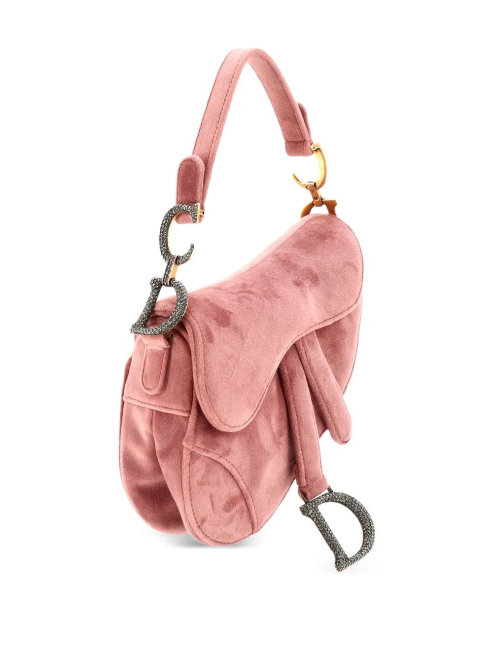 Christian Dior Pre Owned Saddle Handbag Velvet With Crystals Mini Shoulder Bag — Same as shown — Size One Size — Back View