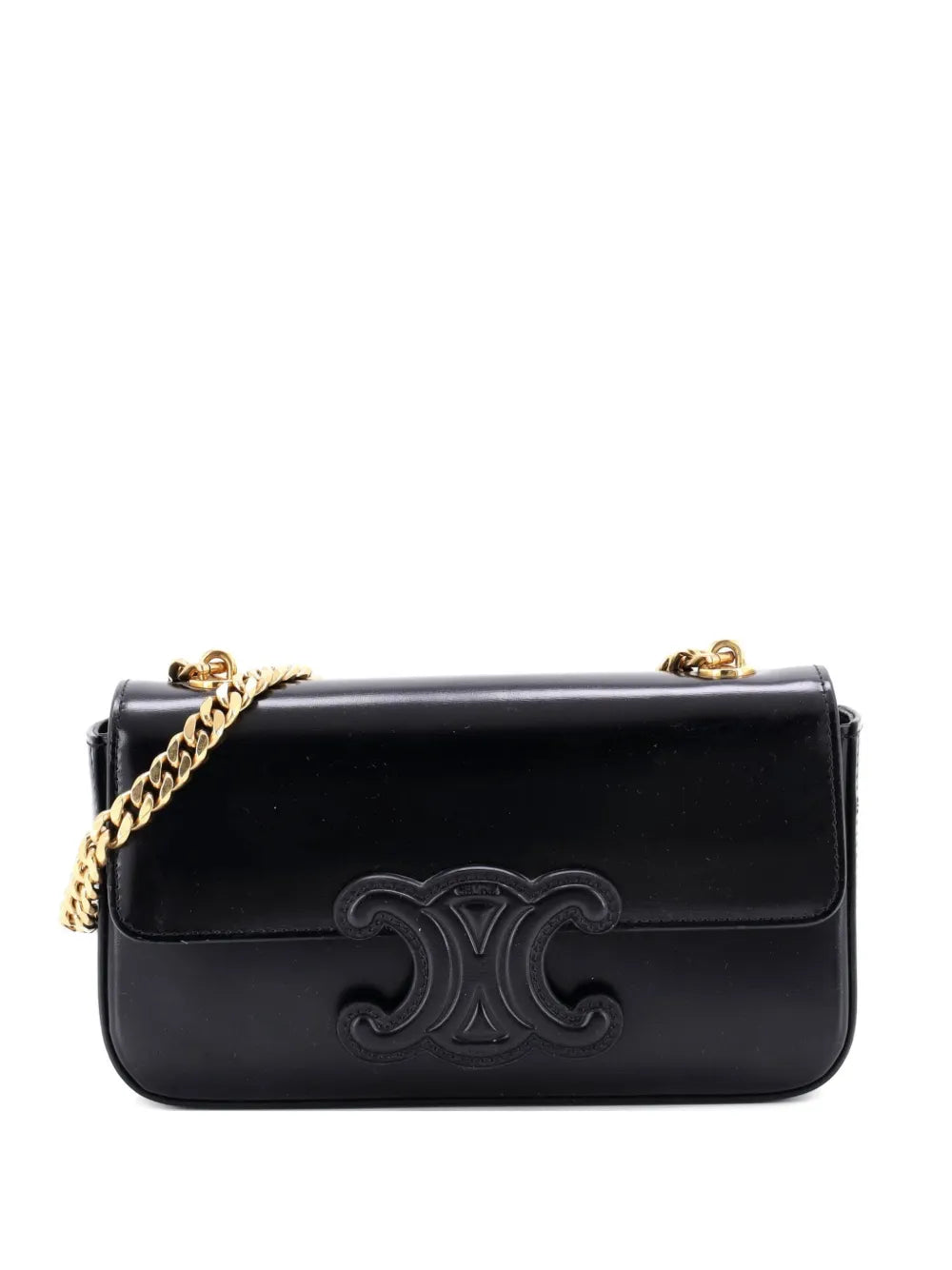 Celine Pre Owned Triomphe Chain Leather Small Shoulder Bag — Same as shown — Size One Size — Front View