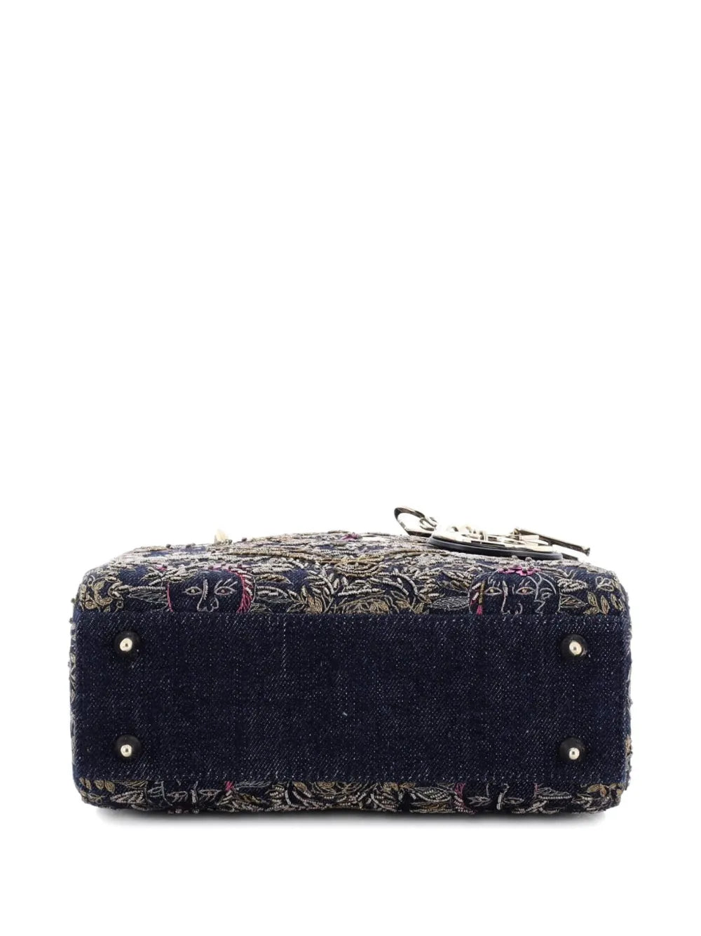 Christian Dior Pre Owned Lady Dior Bag Embroidered Denim Small Shoulder Bag — Same as shown — Size One Size — Top View