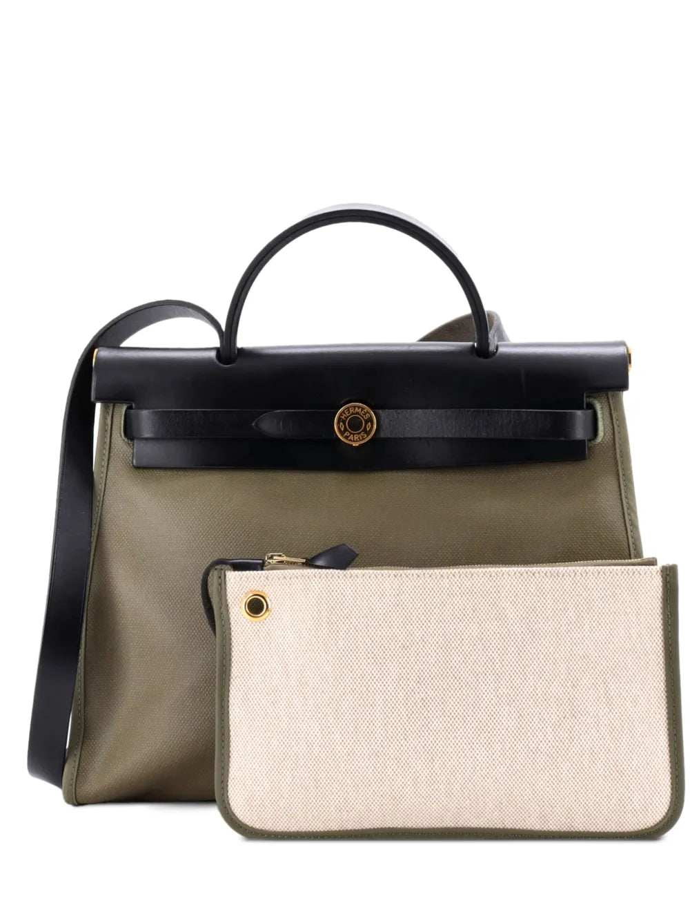 Hermes Pre Owned Herbag Zip Leather And Toile 31 Shoulder Bag — Same as shown — Size One Size — Front View