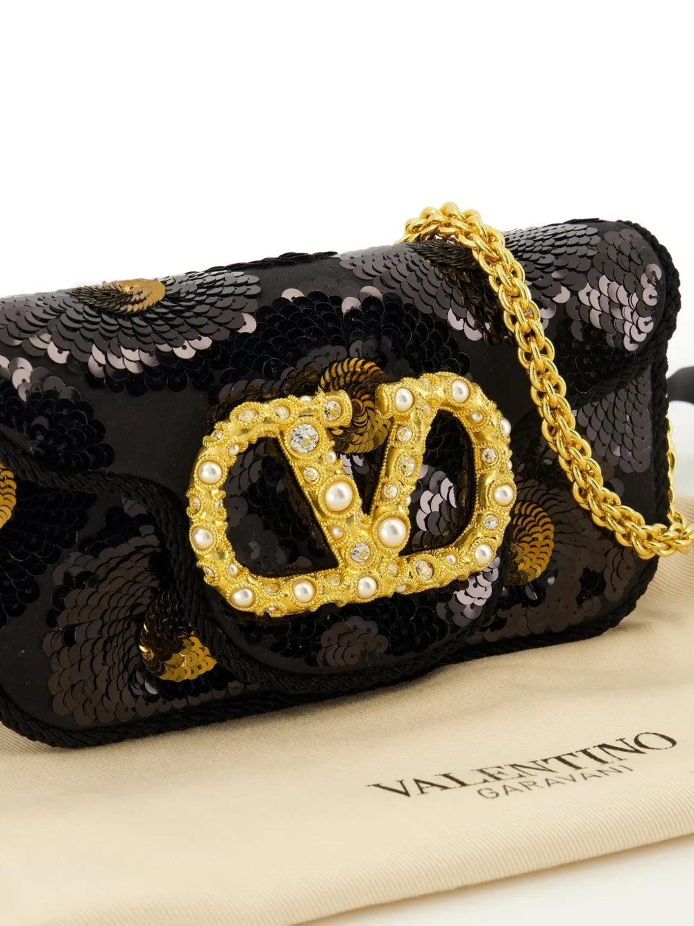 Valentino Garavani Small Loco Sequinned Shoulder Bag — Same as shown — Size One Size — Back View