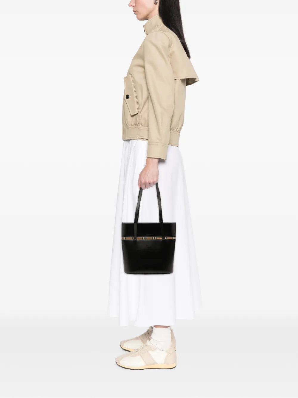 Burberry Pre Owned 2000 2017 House Check Trimmed Leather Shoulder Bag — Same as shown — Size One Size — Side View