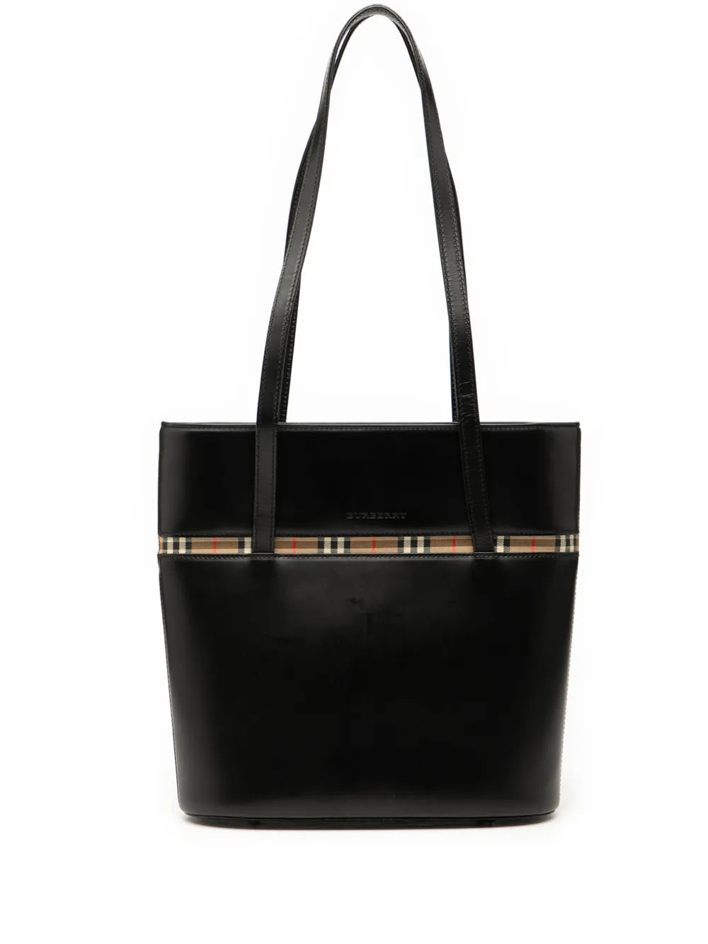 Burberry Pre Owned 2000 2017 House Check Trimmed Leather Shoulder Bag — Same as shown — Size One Size — Front View